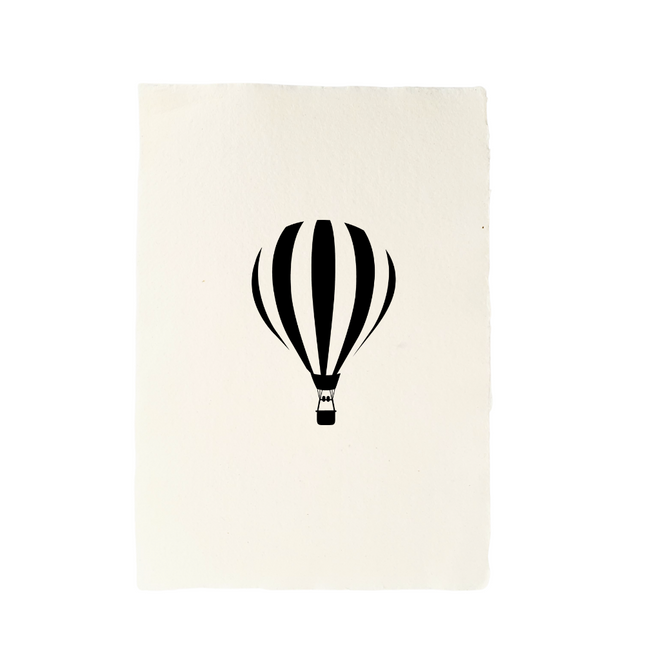 Handgeschept papier met illustratie luchtballon