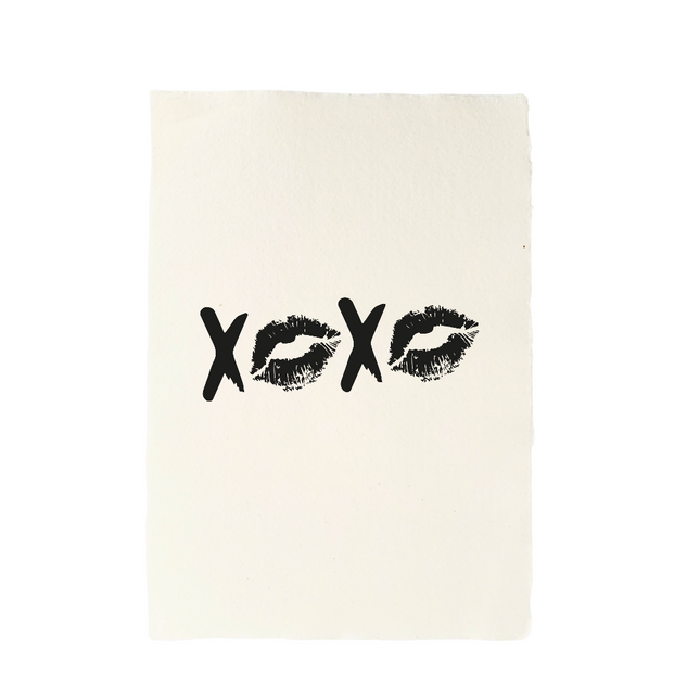 Handgeschept papier met illustratie XOXO