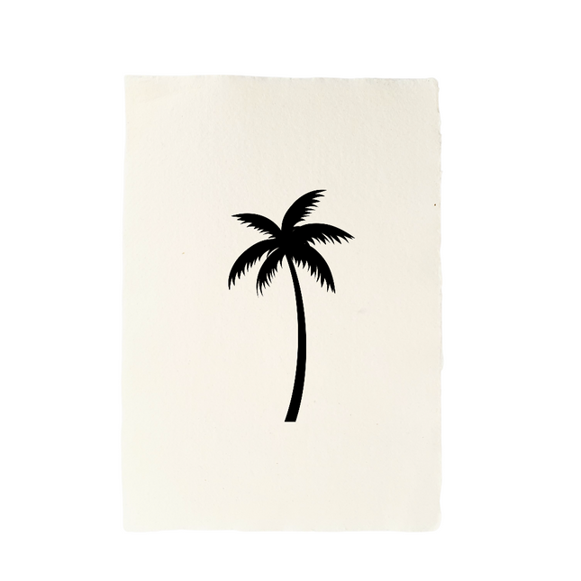 Handgeschept papier met illustratie palmboom