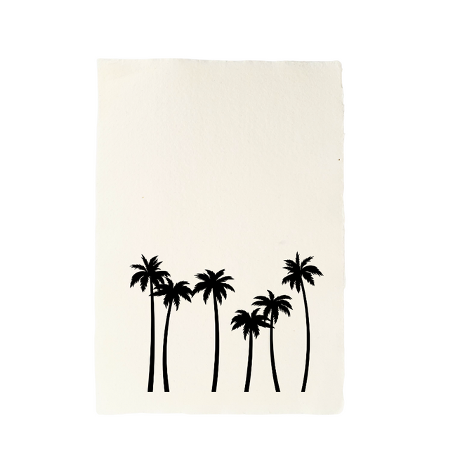 Handgeschept papier met illustratie palmbomen