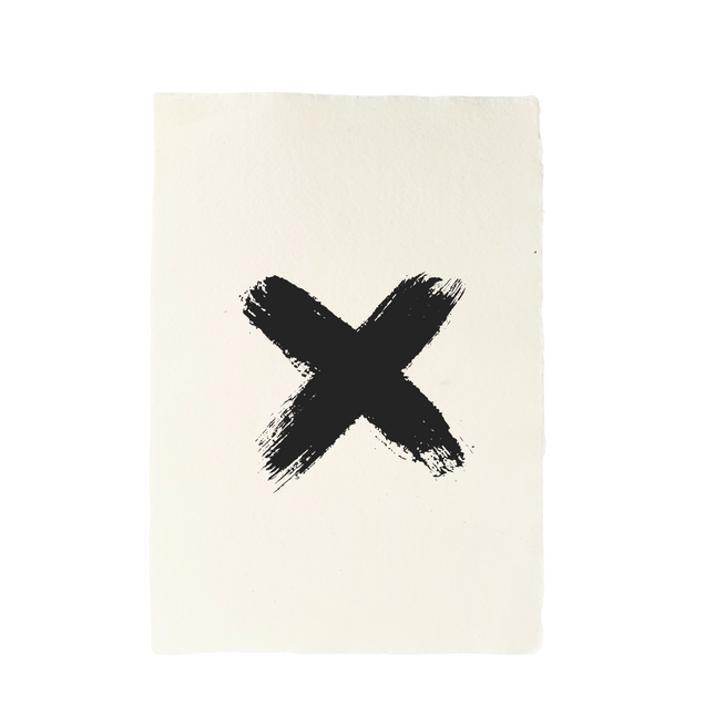 Handgeschept papier met illustratie X