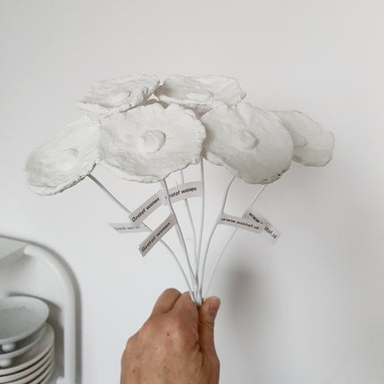 Paper mache flower white