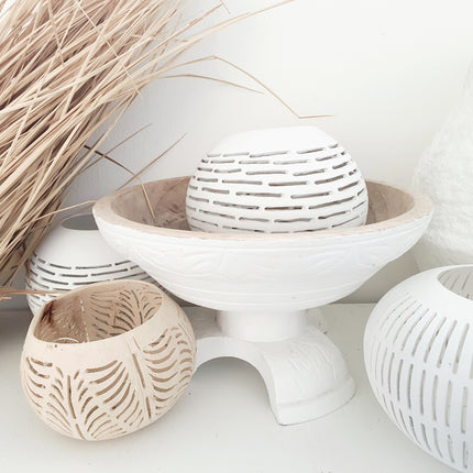 Kokosnuss Teelichthalter Streifen