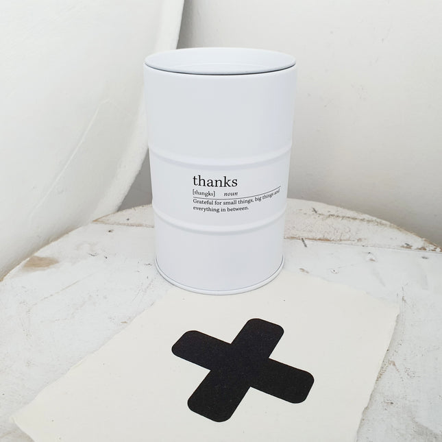 Blik met geurkaars Thanks