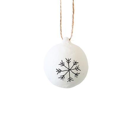 Christbaumkugel Papiermaché mit Schneeflocken-Illustration S