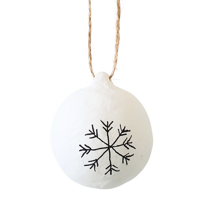 Christbaumkugel Papiermaché mit Schneeflocken-Illustration M