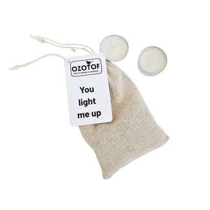Zakje met waxinelichtjes -you light me up