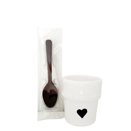 Beldi espresso mok hart met choco lepel