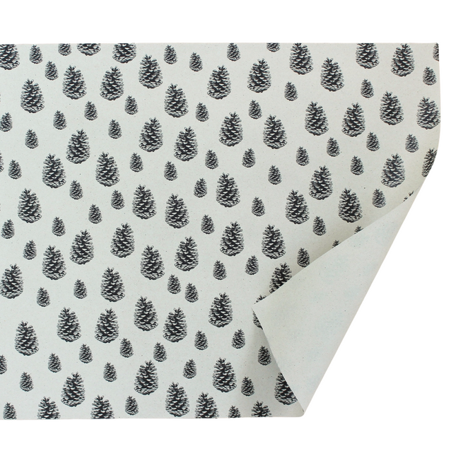 Cadeaupapier van graspapier met dennenappelmotief, 50x70 cm