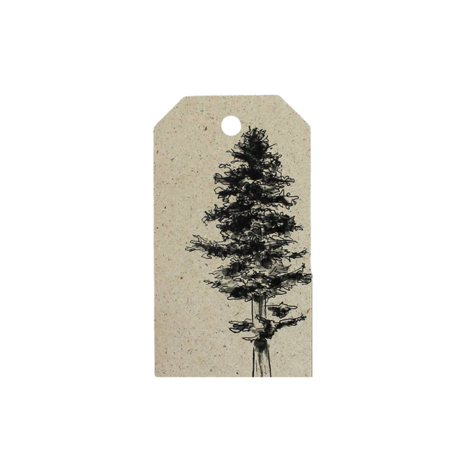 Cadeaulabel van graspapier, witte spar