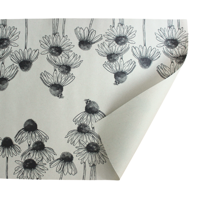 Cadeaupapier van graspapier met zonnekleppen gedrukt, 50x70 cm