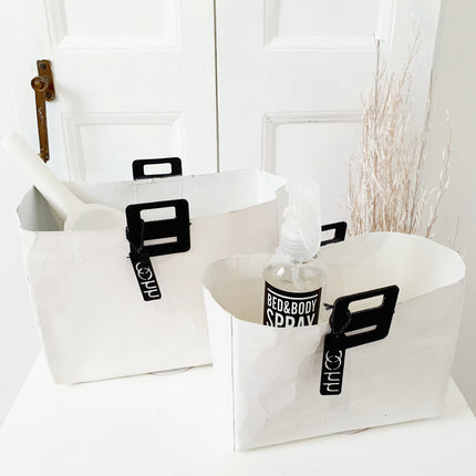 Set van 2 rechthoekige paperbags, wit.