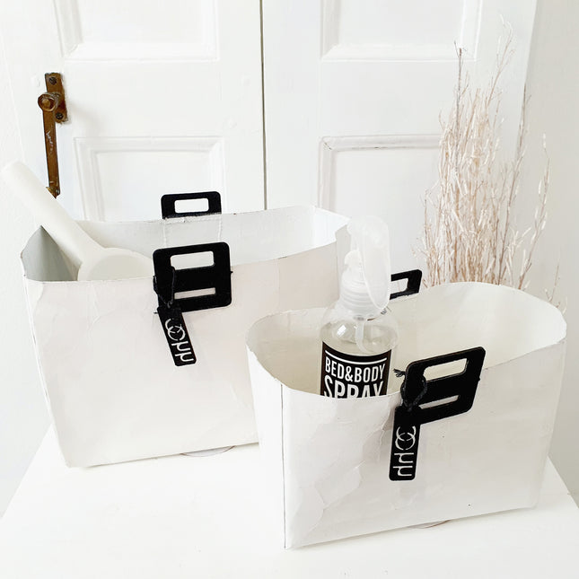 Set van 2 rechthoekige paperbags, wit.