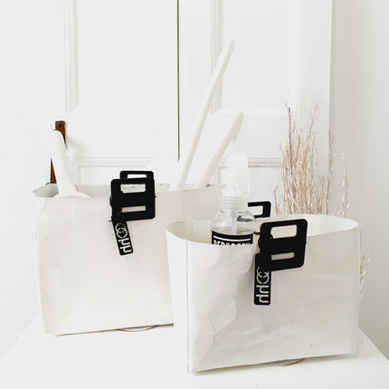 Set van 2 rechthoekige paperbags, wit.