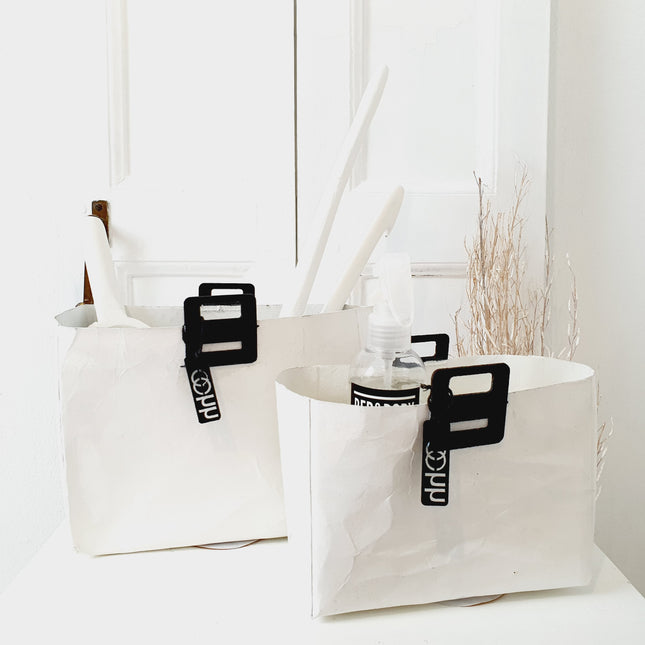Set van 2 rechthoekige paperbags, wit.