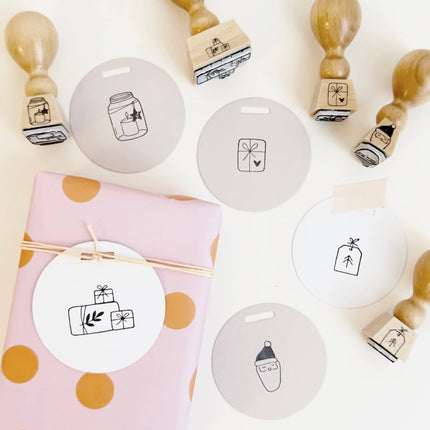 Stempel Kerstmis, cadeau met hart, kerststempel