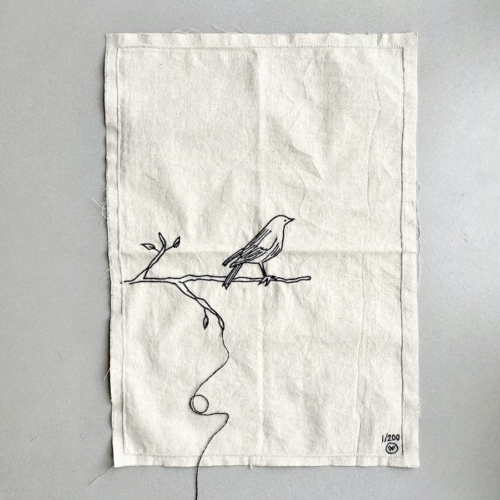 Stitched art 'bird branche'