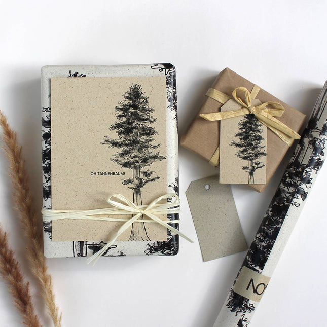 Cadeaupapier rol van graspapier, lengte: 300cm, Witte spar