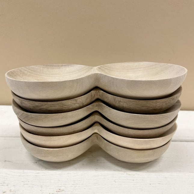 Walnut wooden bowl 2 compartments
