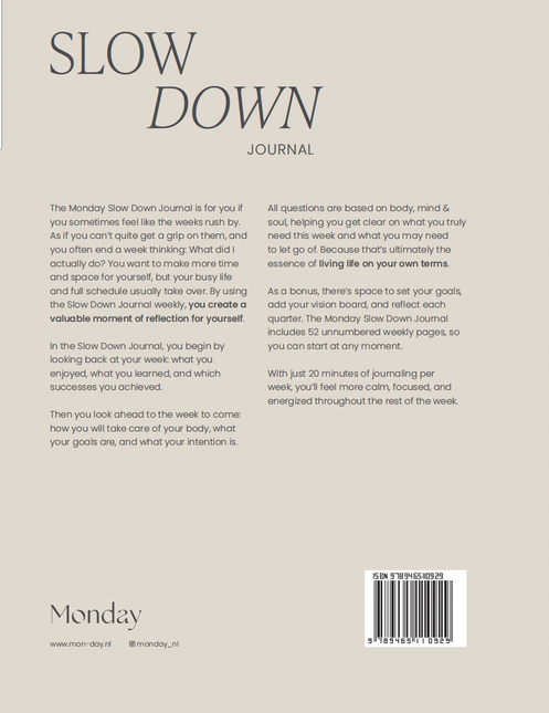 Slow Down Journal |  For reflection & intention | ENG