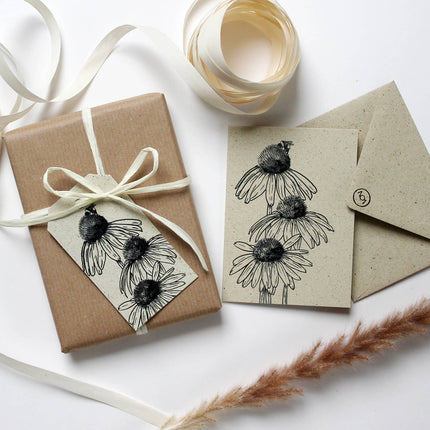 Cadeaukaartjes van graspapier, zonnebloem