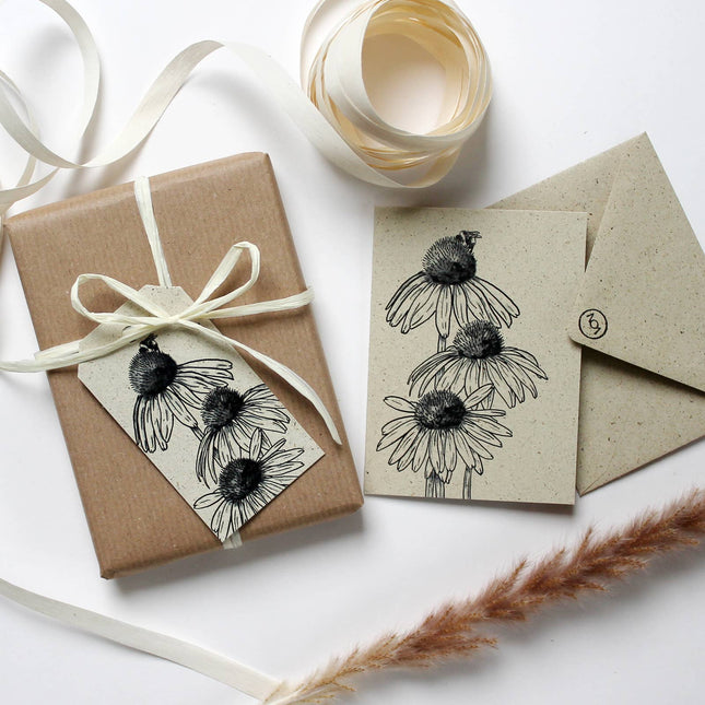 Cadeaukaartjes van graspapier, zonnebloem