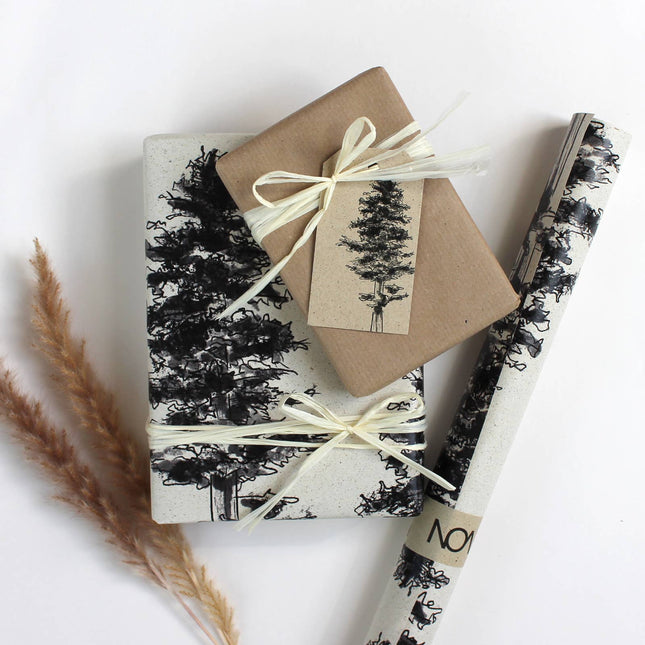 Cadeaupapier rol van graspapier, lengte: 300cm, Witte spar