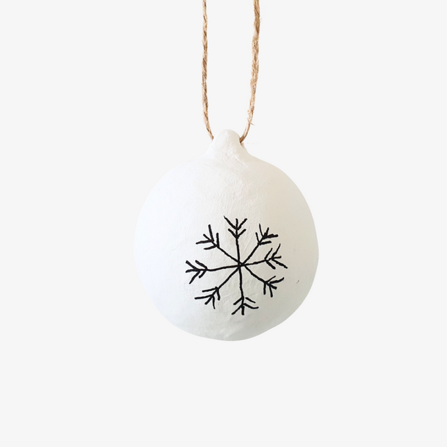 Christmas bauble paper-mâché with snowflake illustration M