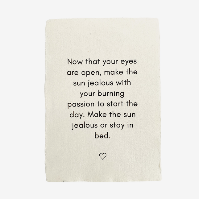 Handgeschept papier met tekst - jealous