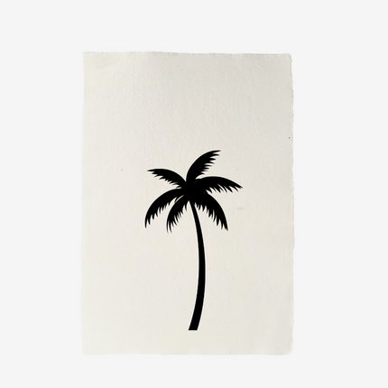 Handgeschept papier met illustratie palmboom