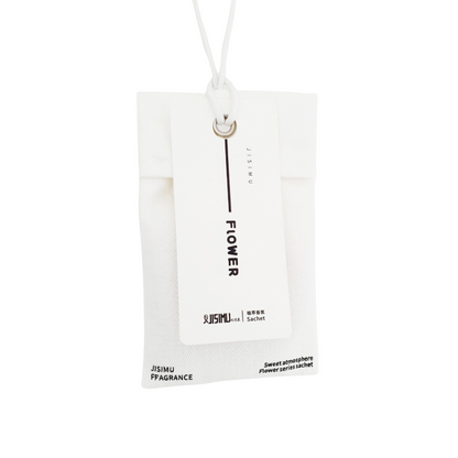 Cotton scented sachet with text flowers white
