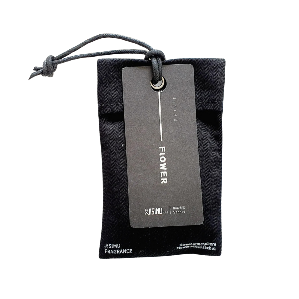 Cotton scented sachet with text flowers black