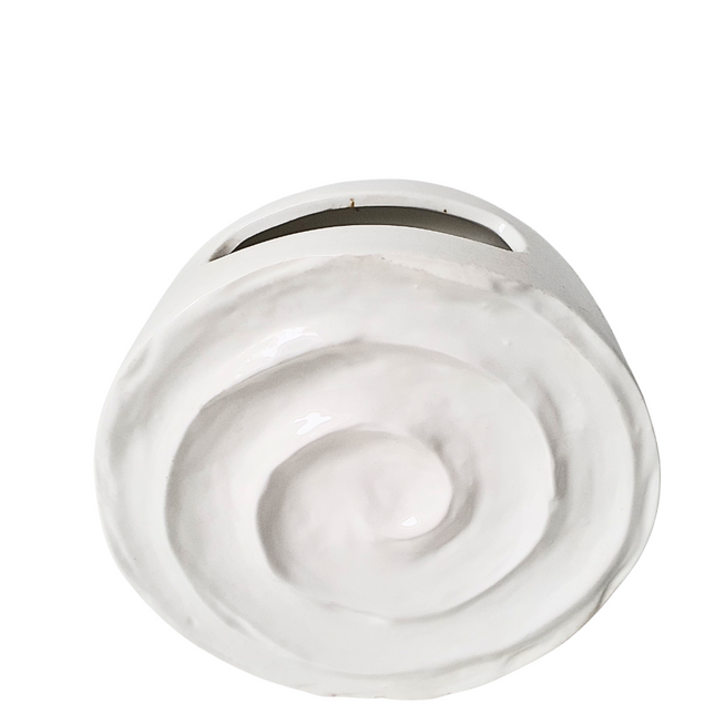 Porseleinen handgevormde schelpvaas rond
