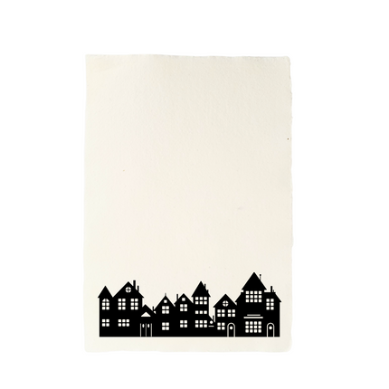 Handgeschept papier stadshuisjes