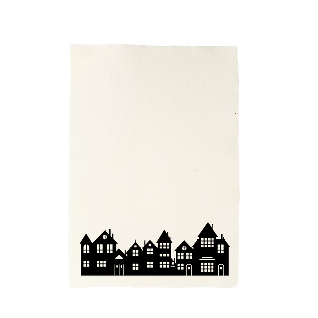 Handgeschept papier stadshuisjes