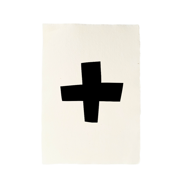 Handgeschept papier plusteken