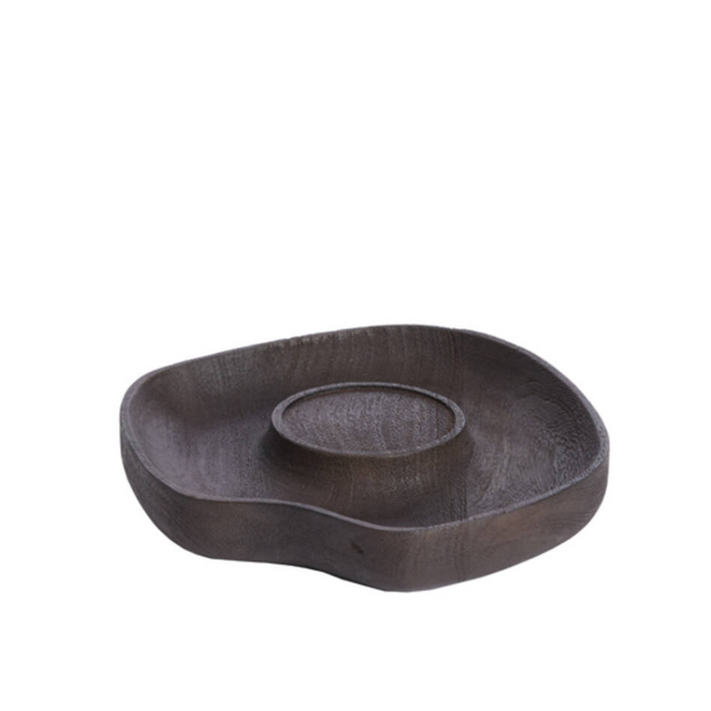 Candle holder LAGAO wood matt dark brown