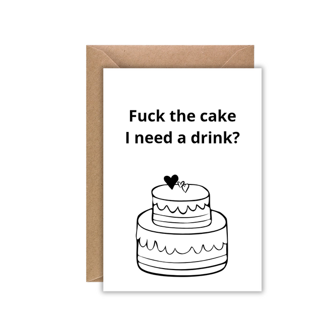 Kaart wit "fuck the cake"