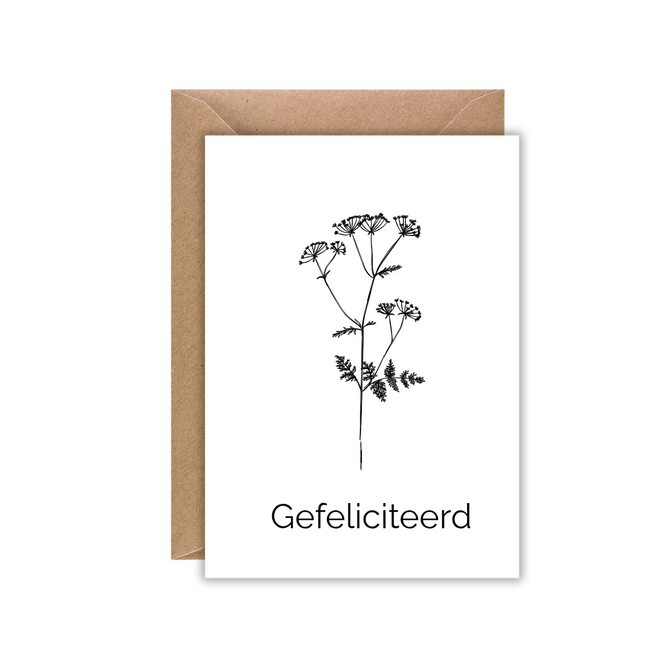 Kaart wit "gefeliciteerd"