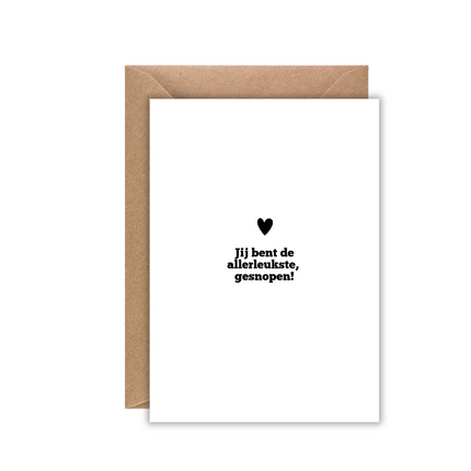 Kaart wit tekst "de allerleukste"