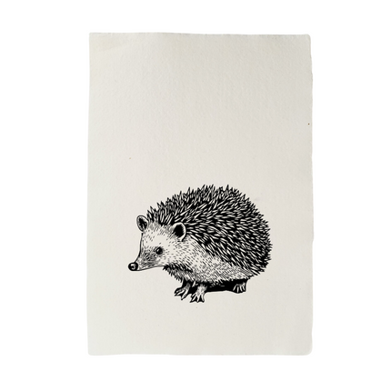 Handgeschept papier met illustratie egel