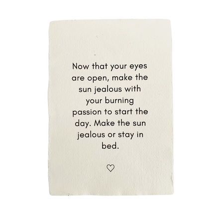 Handgeschept papier met tekst - jealous