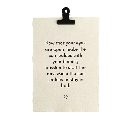 Handgeschept papier met tekst - jealous