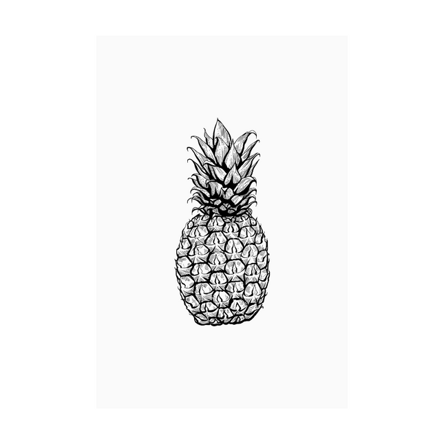 Kaart wit illustratie ananas