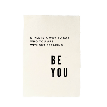 Handgeschept papier tekst "be you"