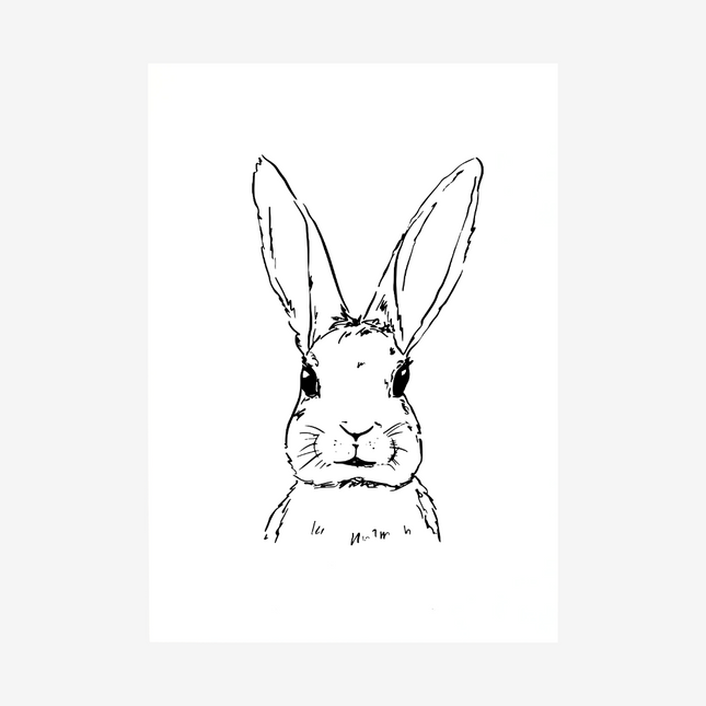 Linen pressed card - illustration hare