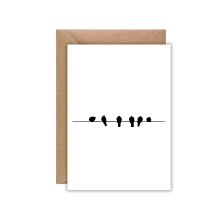 Kaart wit vogeltjes op tak