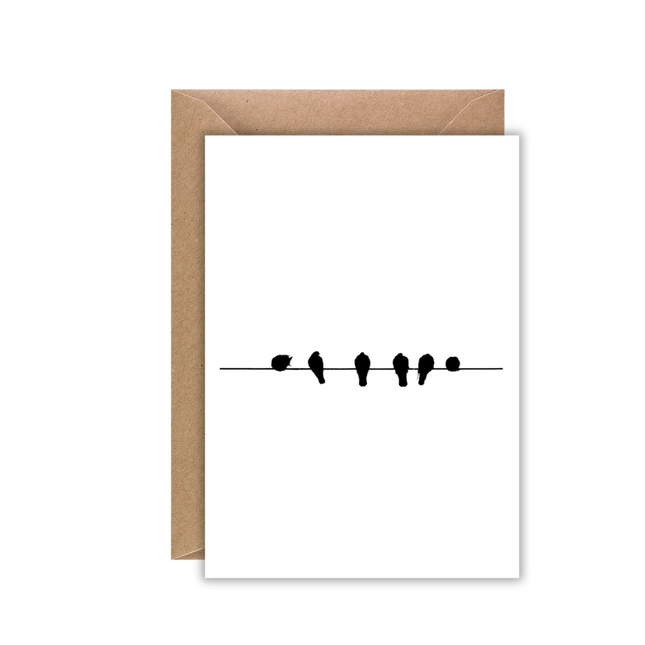 Kaart wit vogeltjes op tak