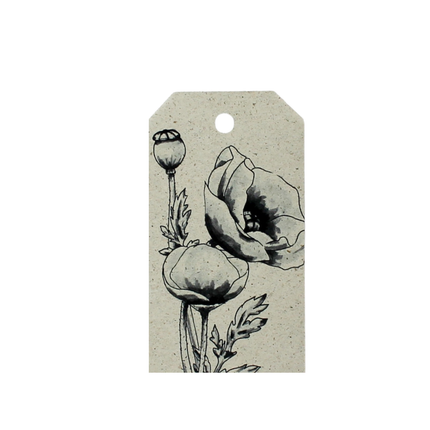 Cadeaulabels van graspapier met klaprozenillustratie