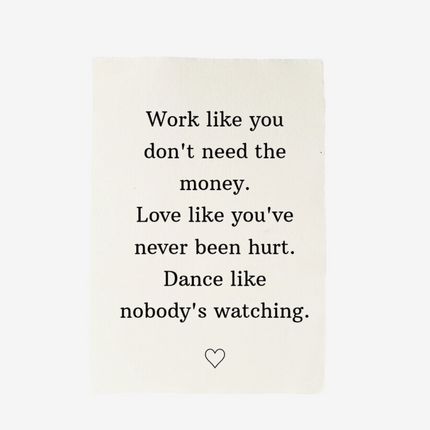 Handgeschept papier met tekst work